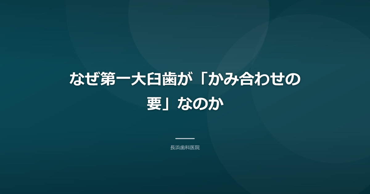なぜ第一大臼歯が「かみ合わせの要」なのか