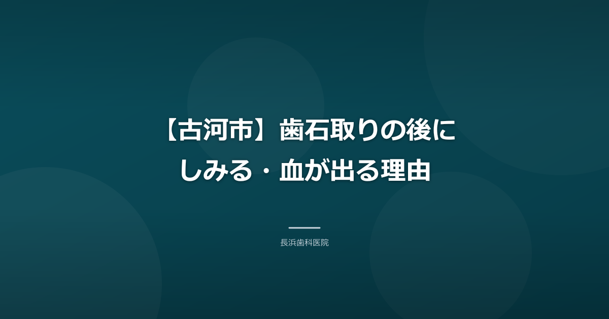 【古河市】歯石取りの後にしみる・血が出る理由|いつまで続く?