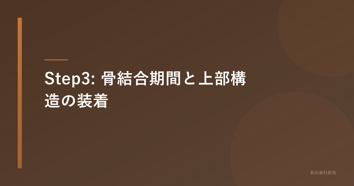 歯茎からインプラントの土台が顔を出し、その上に歯の模型が置かれている様子